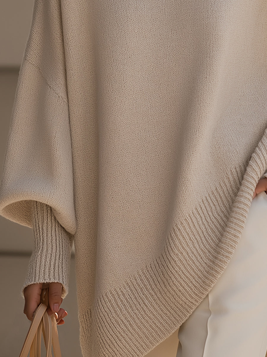 Women’s Oversized Asymmetric-Hem Knit Jumper