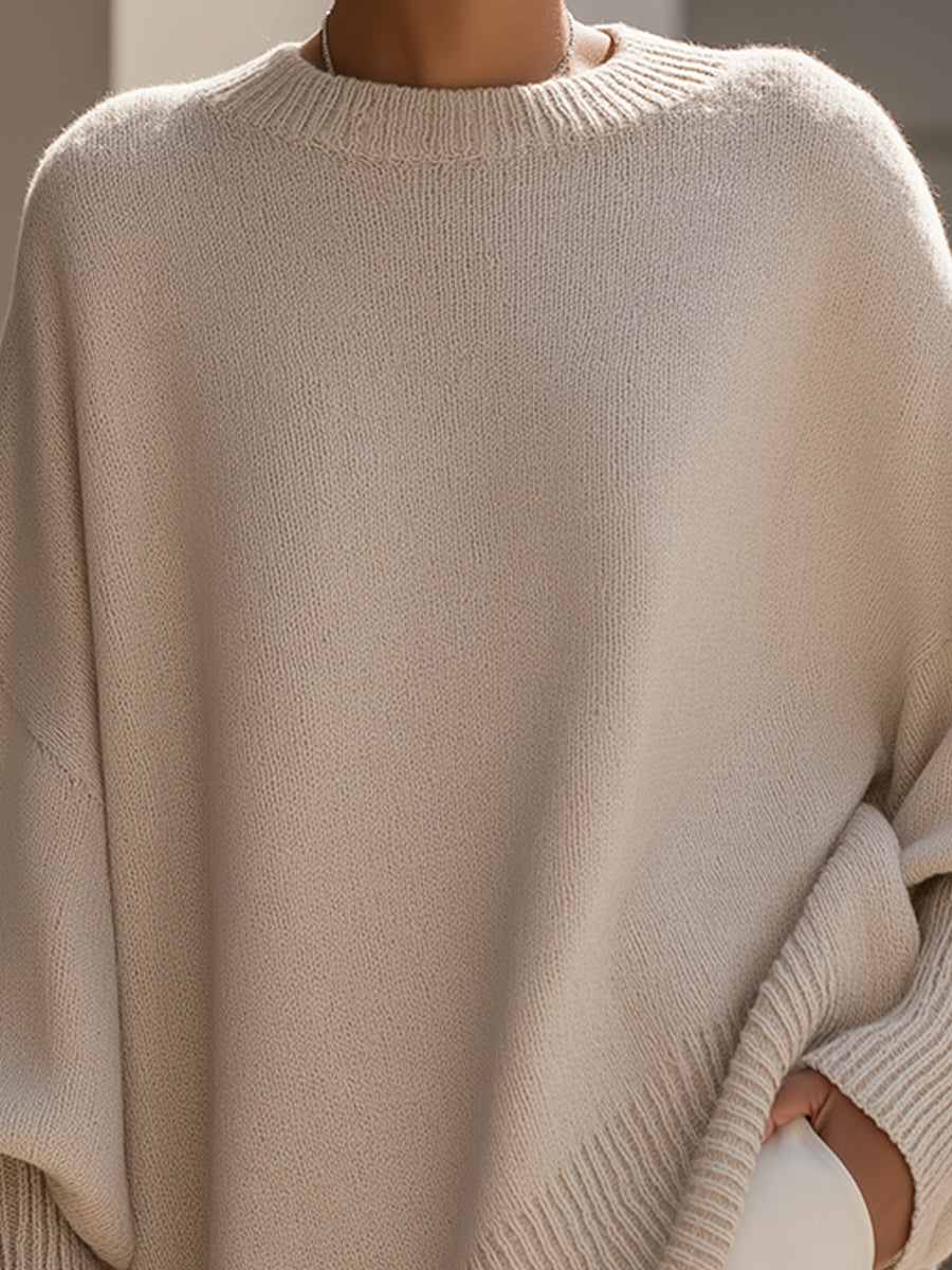 Women’s Oversized Asymmetric-Hem Knit Jumper