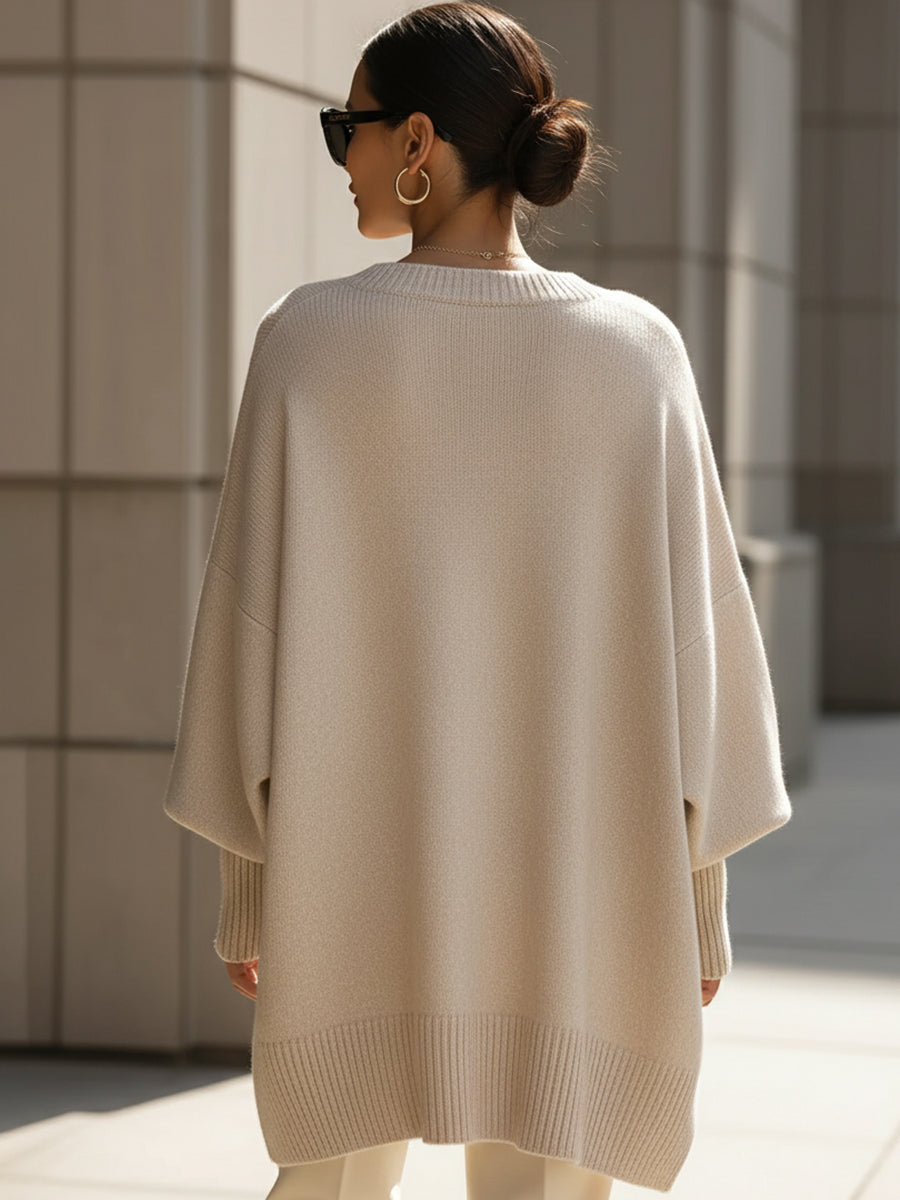 Women’s Oversized Asymmetric-Hem Knit Jumper