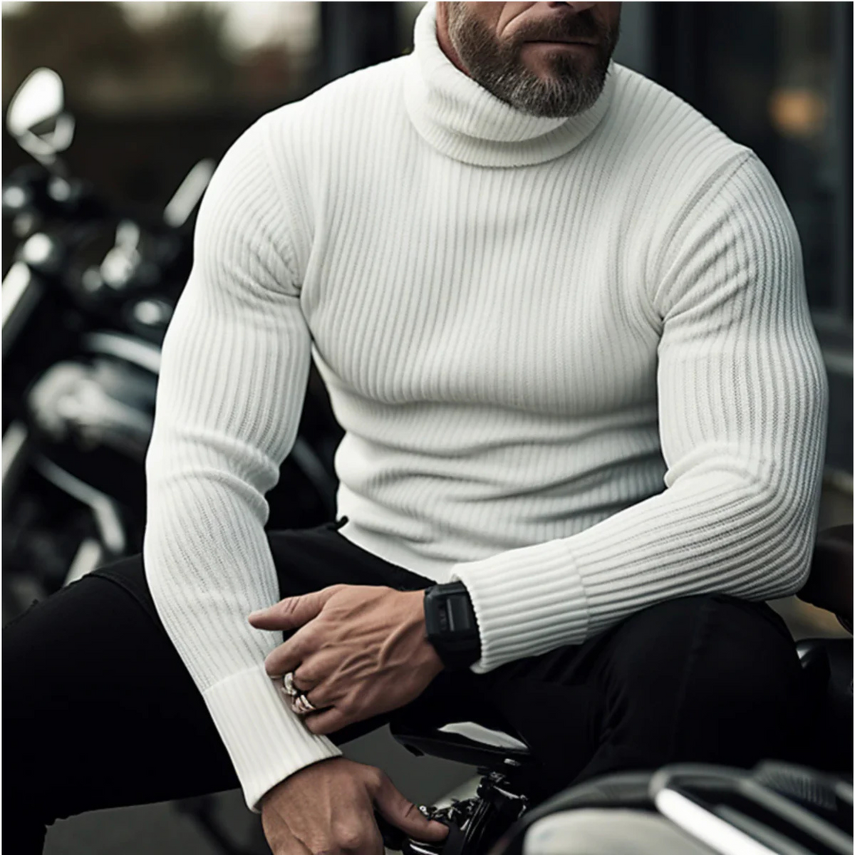 Men’s Slim-Fit Ribbed Turtleneck Sweater