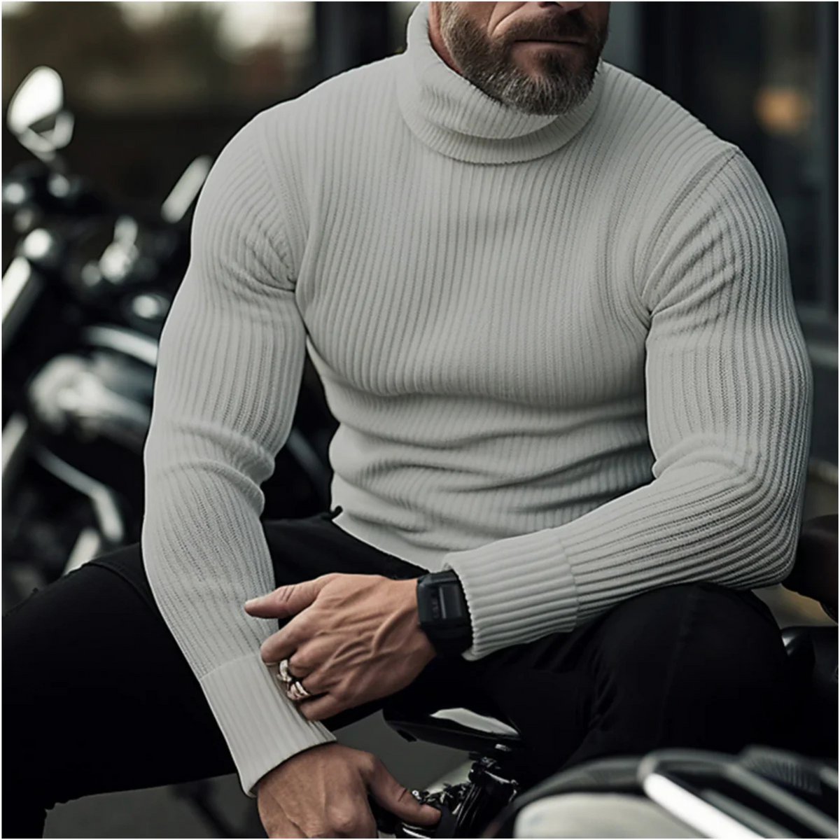 Men’s Slim-Fit Ribbed Turtleneck Sweater