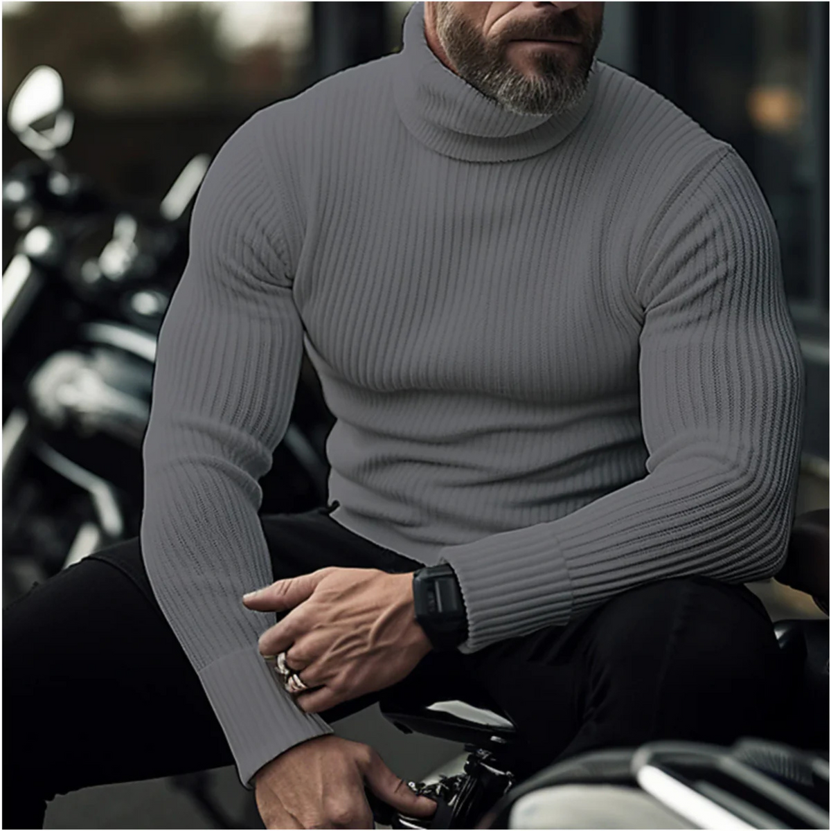 Men’s Slim-Fit Ribbed Turtleneck Sweater