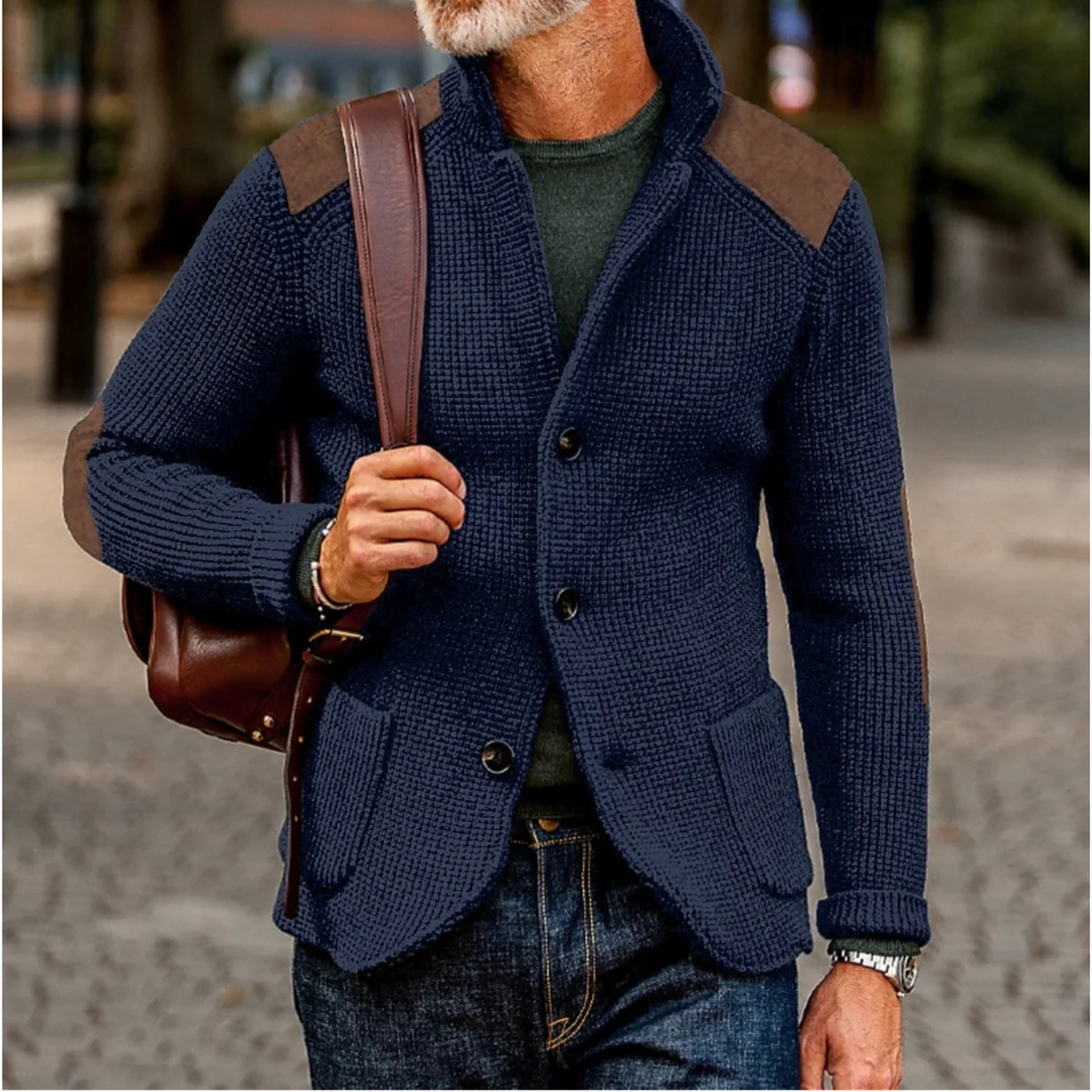 Men’s Chunky Knit Cardigan Blazer