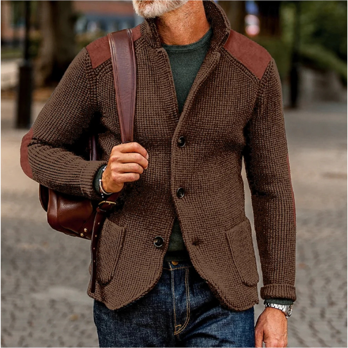 Men’s Chunky Knit Cardigan Blazer