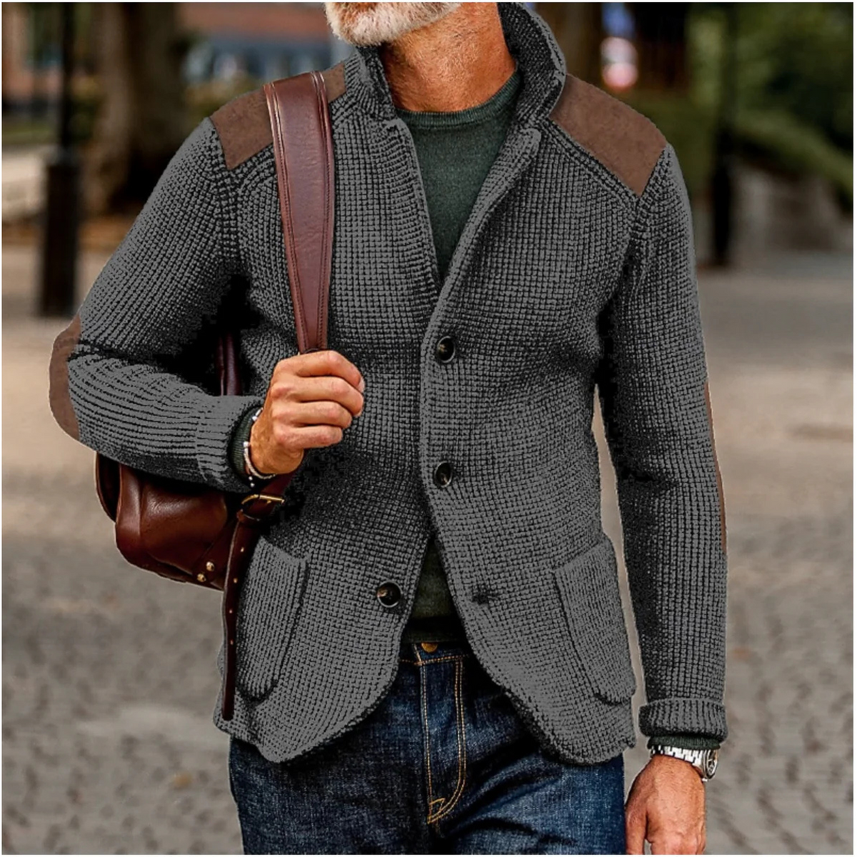Men’s Chunky Knit Cardigan Blazer