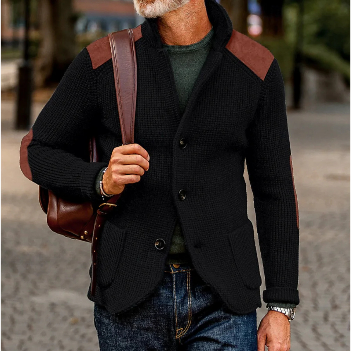 Men’s Chunky Knit Cardigan Blazer