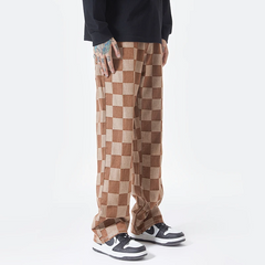 Men’s Check-Pattern Denim Trousers
