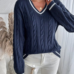 Women’s Cable-Knit V-Neck Sweater