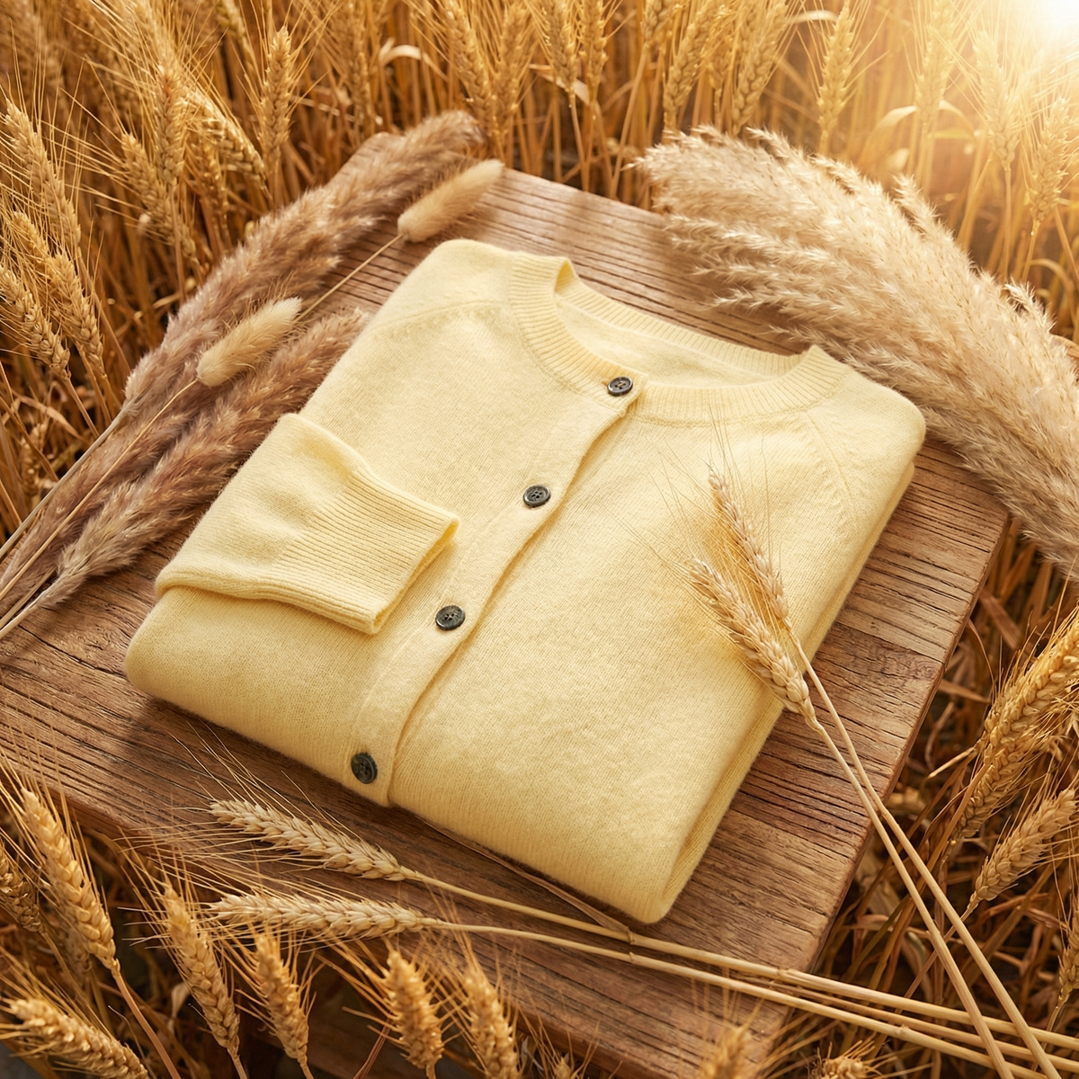 Women’s Merino Button-Front Cardigan in Yellow