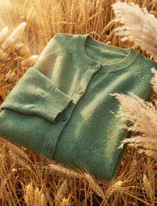 Women’s Merino Button-Front Cardigan in Green