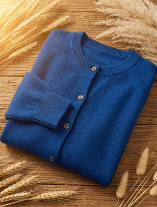 Women’s Merino Button-Front Cardigan in Blue