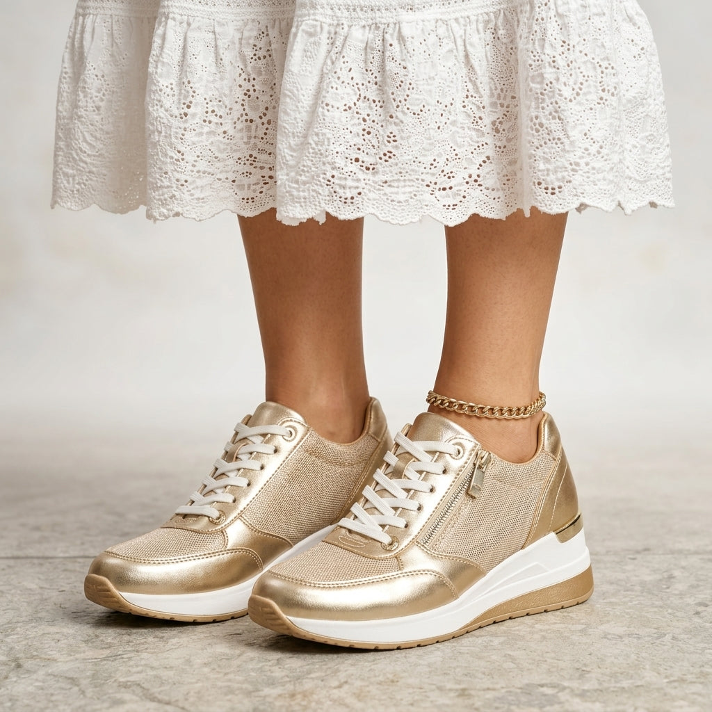 Women’s Leather Side-Zip Platform Trainers