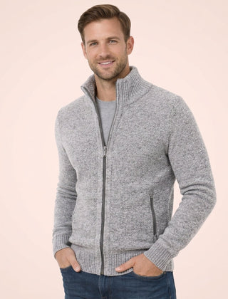 Men’s Merino Full-Zip Knit Jumper in Grey