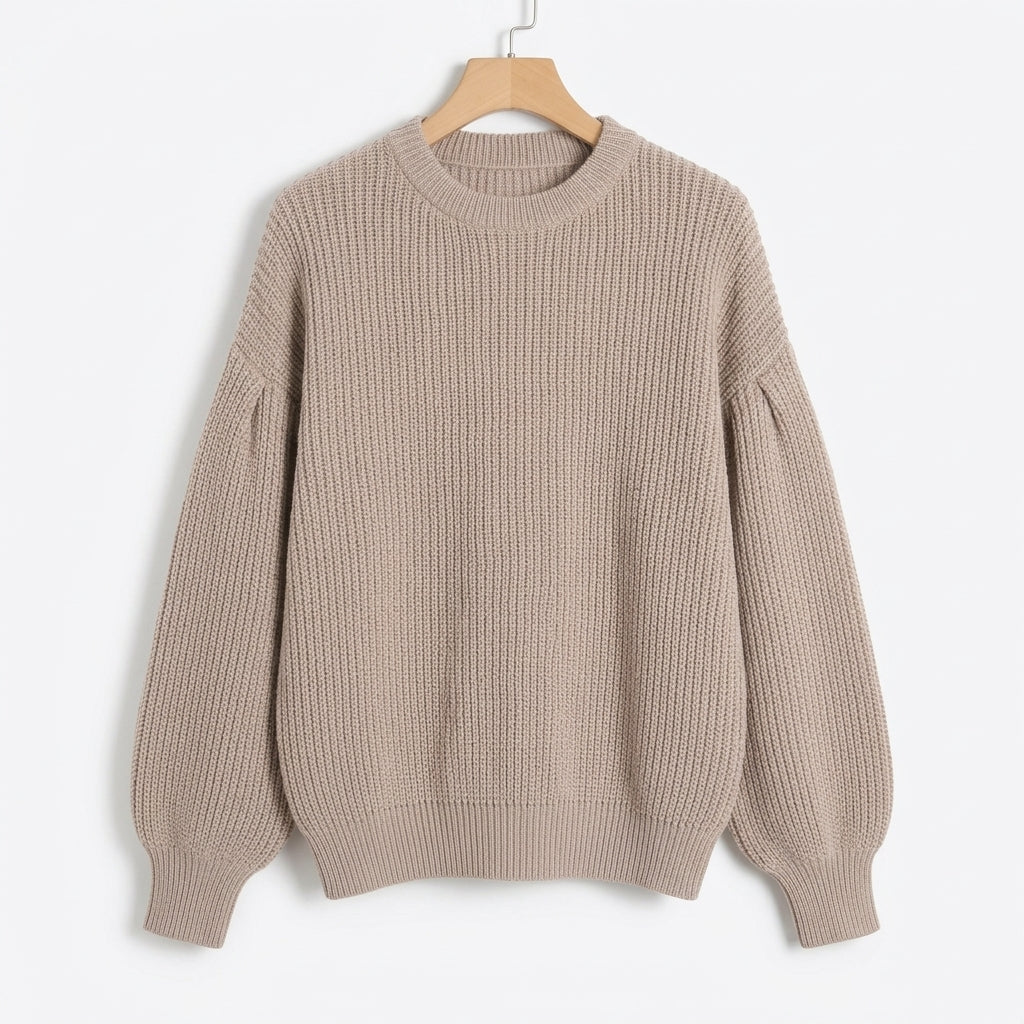 Women’s Balloon-Sleeve Ribbed Knit Jumper