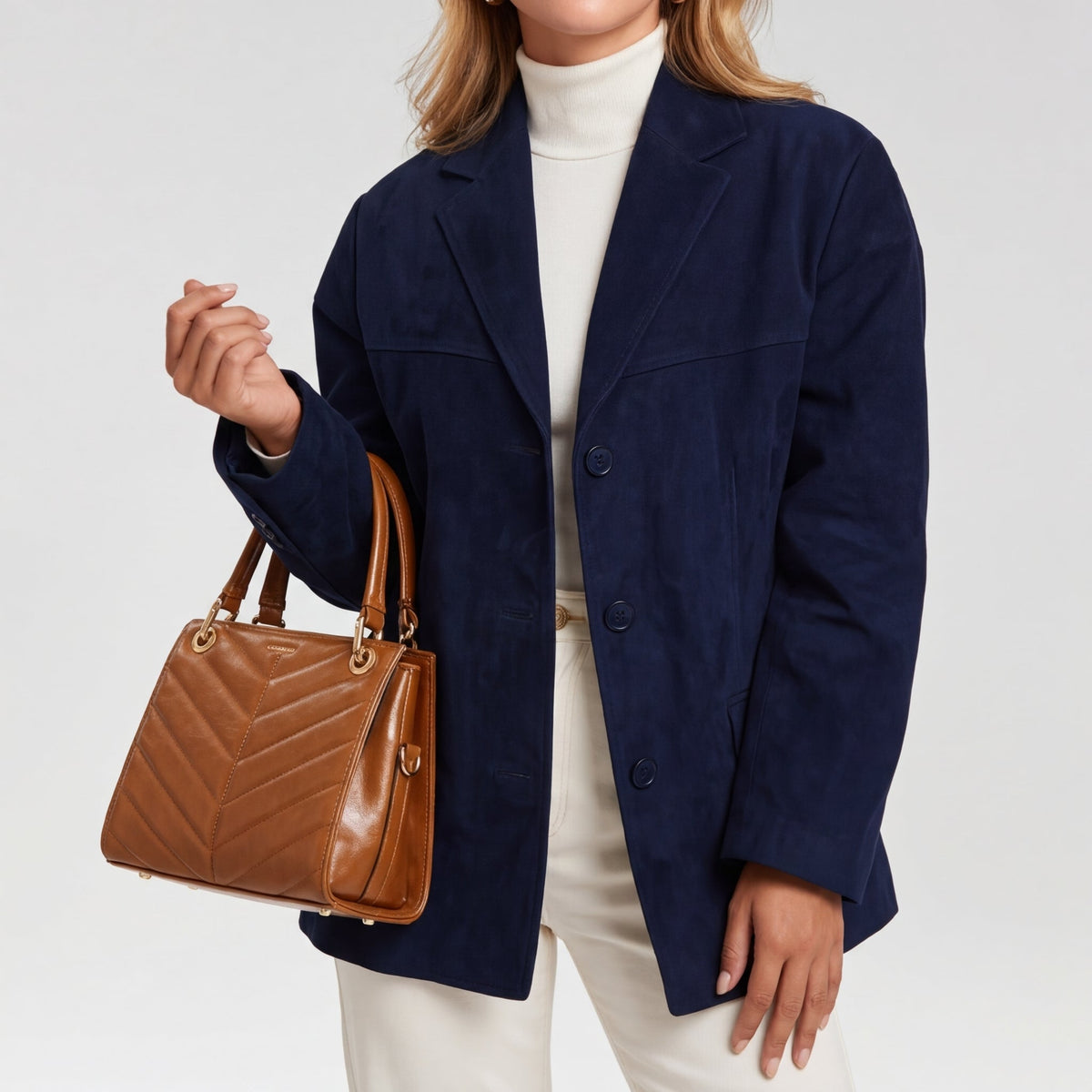Avery Wool Blend Women's Overcoat - Blue