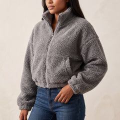 Serafina Sherpa Fleece Women's Jacket - Grey