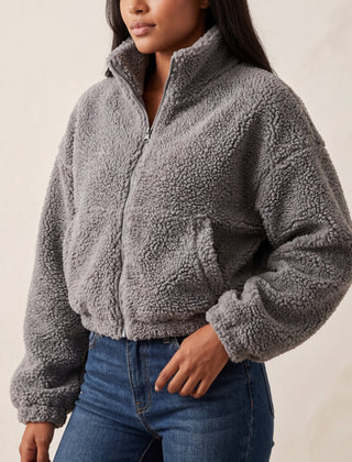 Serafina Sherpa Fleece Women's Jacket - Grey