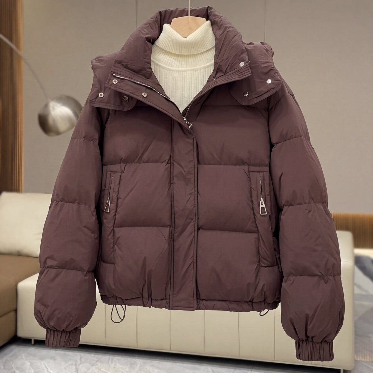 Valentina Quilted Women's Puffer Jacket - Brown