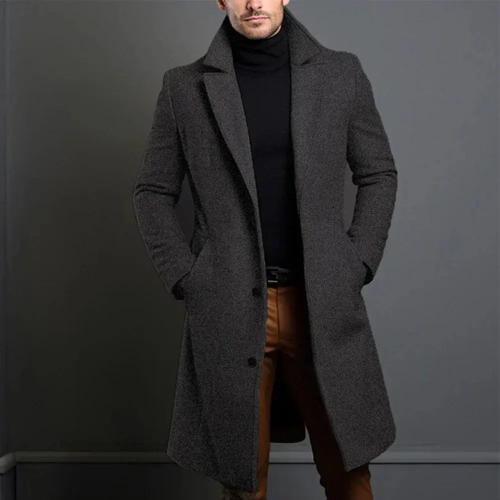 Castello Wool-Blend Men's Overcoat - Dark Grey