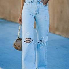 Women’s Distressed Wide Leg Jeans