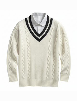 The Hampton V-Neck Men's Sweater - White