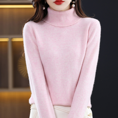 Women’s Cashmere-Blend Slim Turtleneck Jumper in Light Pink