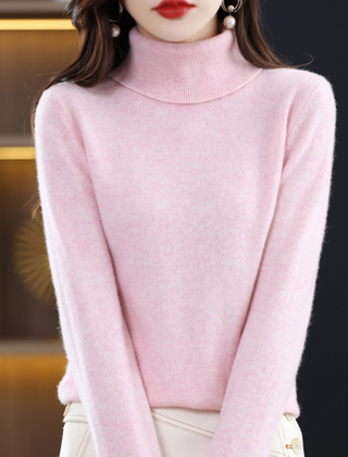 Women’s Cashmere-Blend Slim Turtleneck Jumper in Light Pink