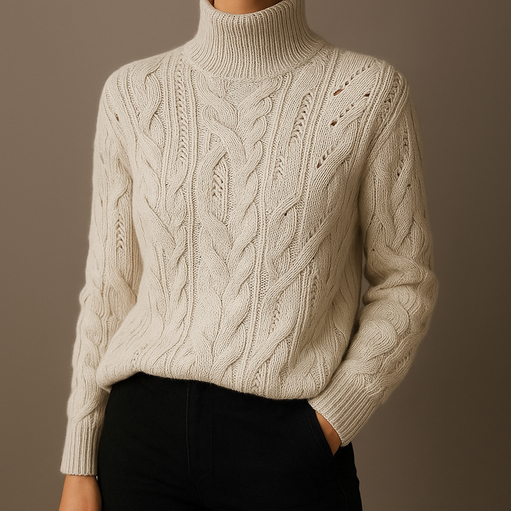 Selora Knit Turtleneck Women's Sweater - Beige