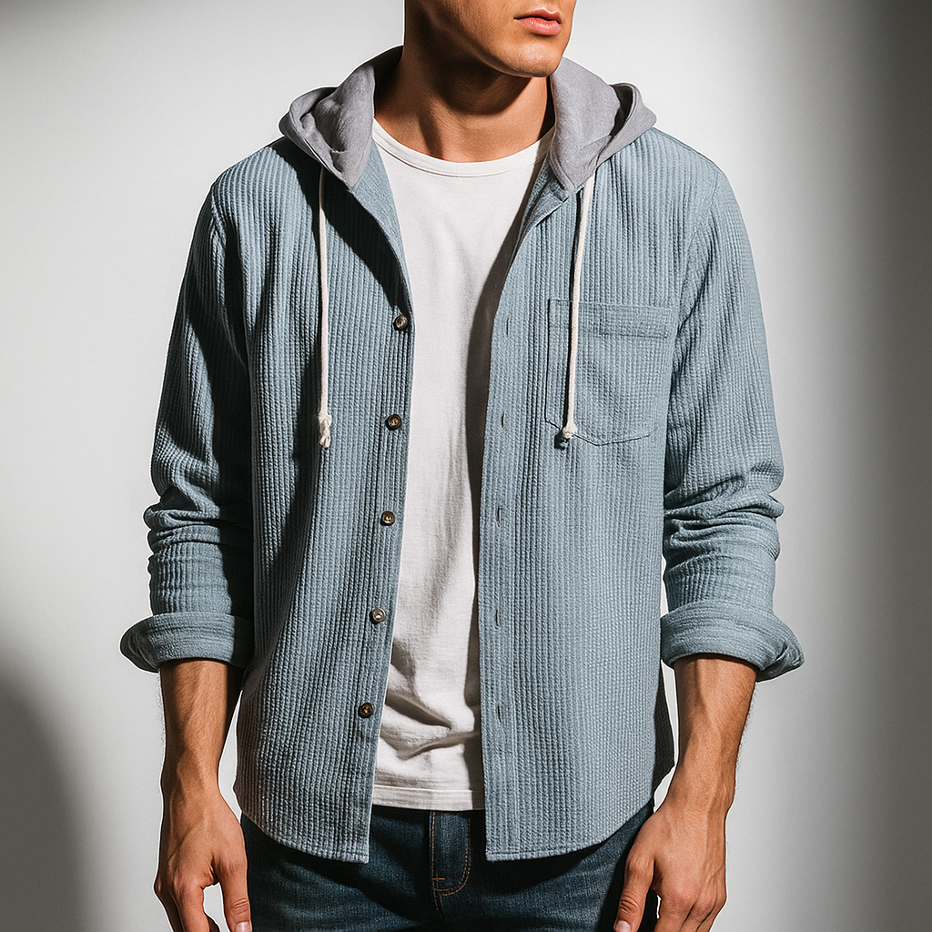 Bordeaux Hooded Cord Men's Sweater - detail image 6