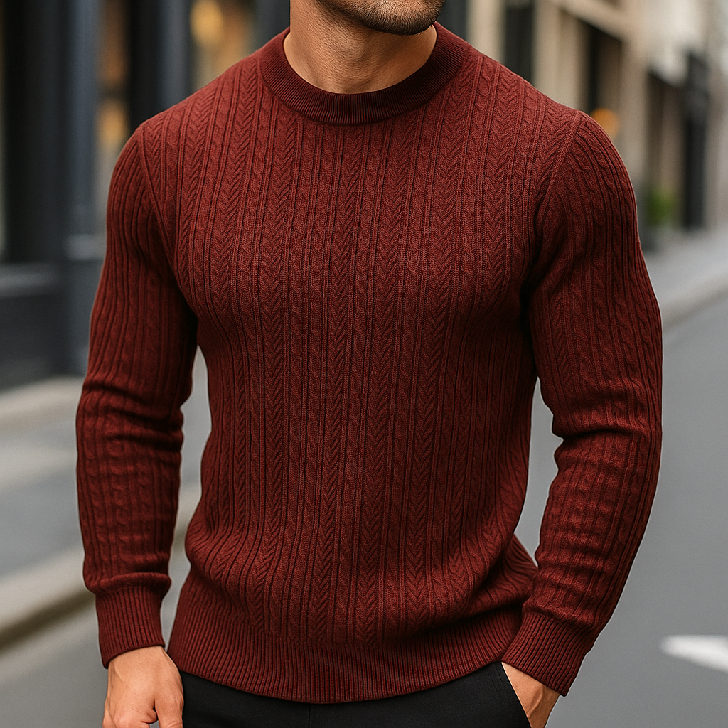 Cortina Knitted Wool Men's Sweater - Spice Red