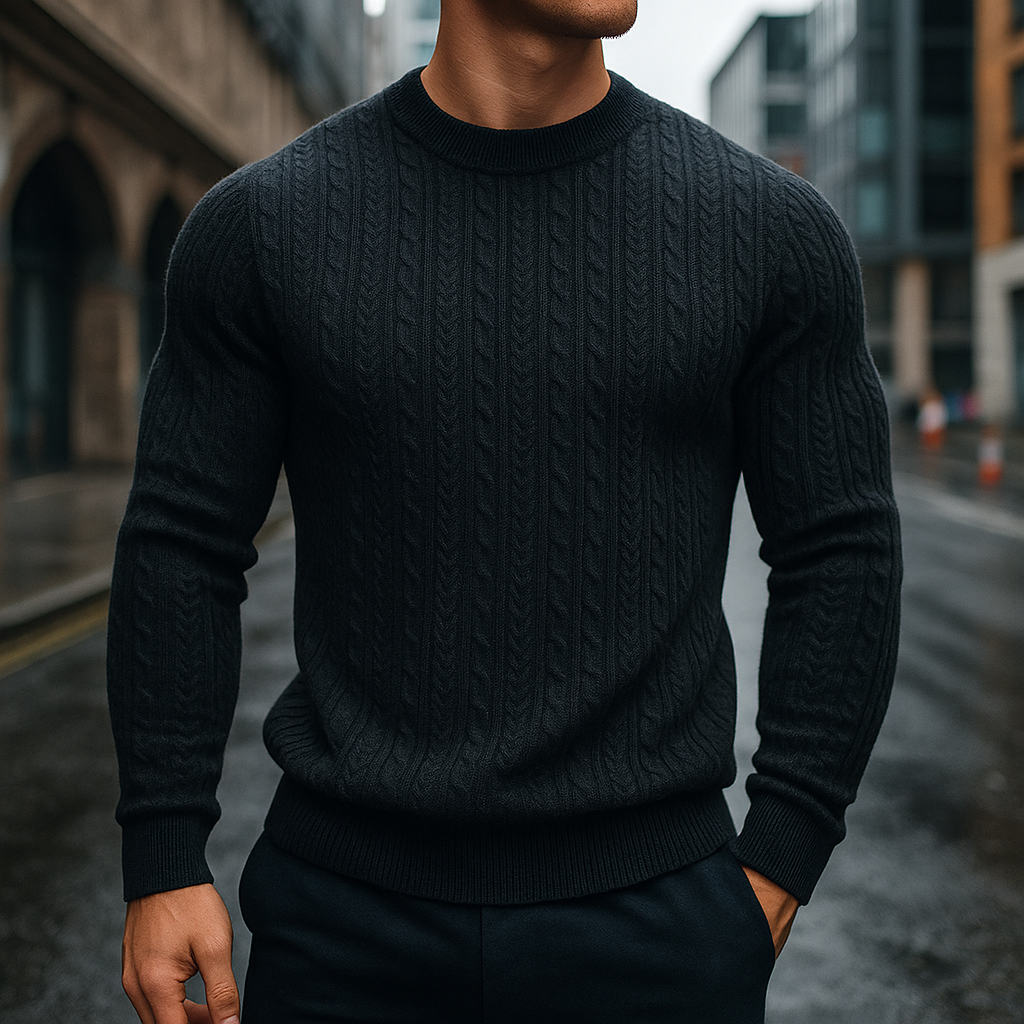 Cortina Knitted Wool Men's Sweater - Dark Grey