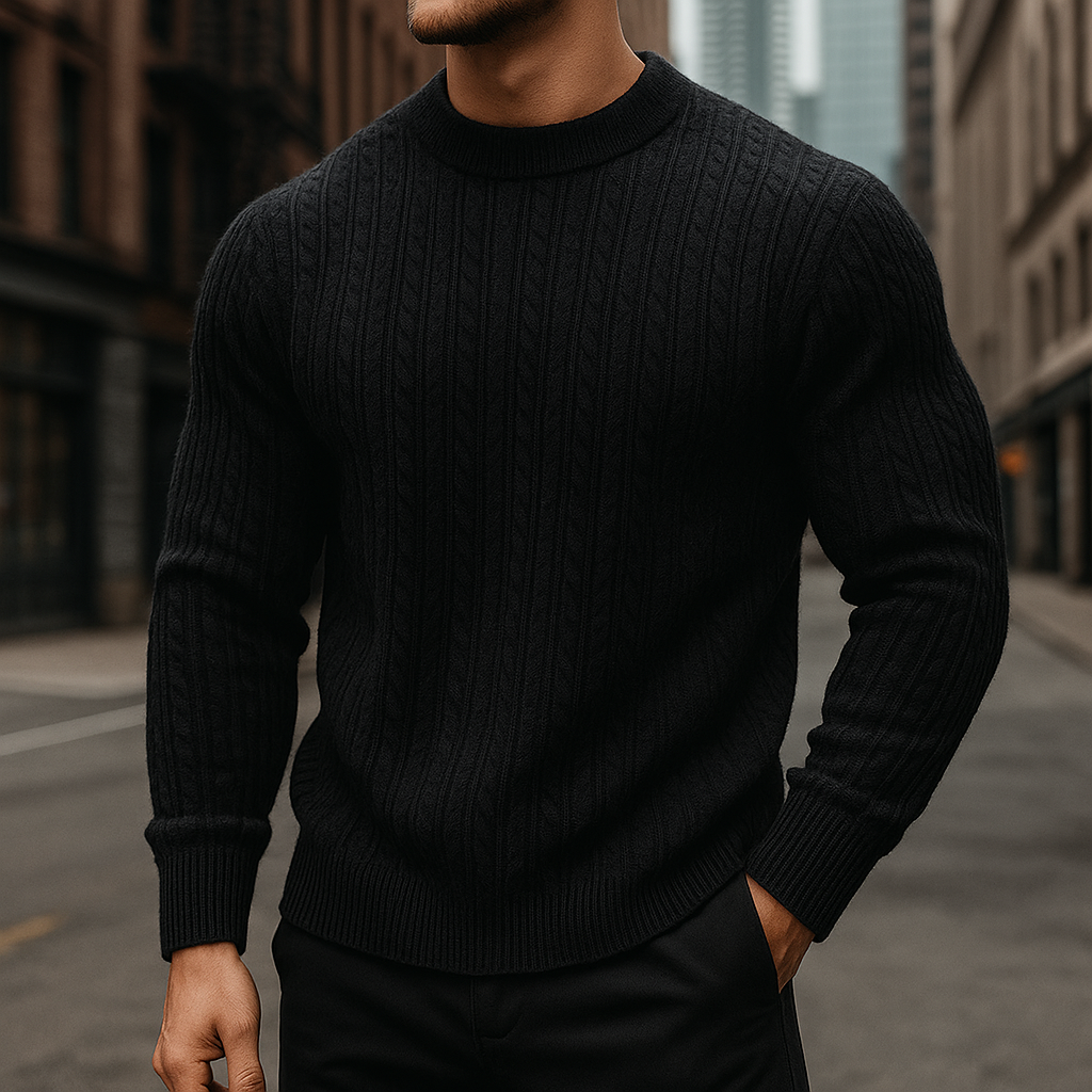 Cortina Knitted Wool Men's Sweater - Black