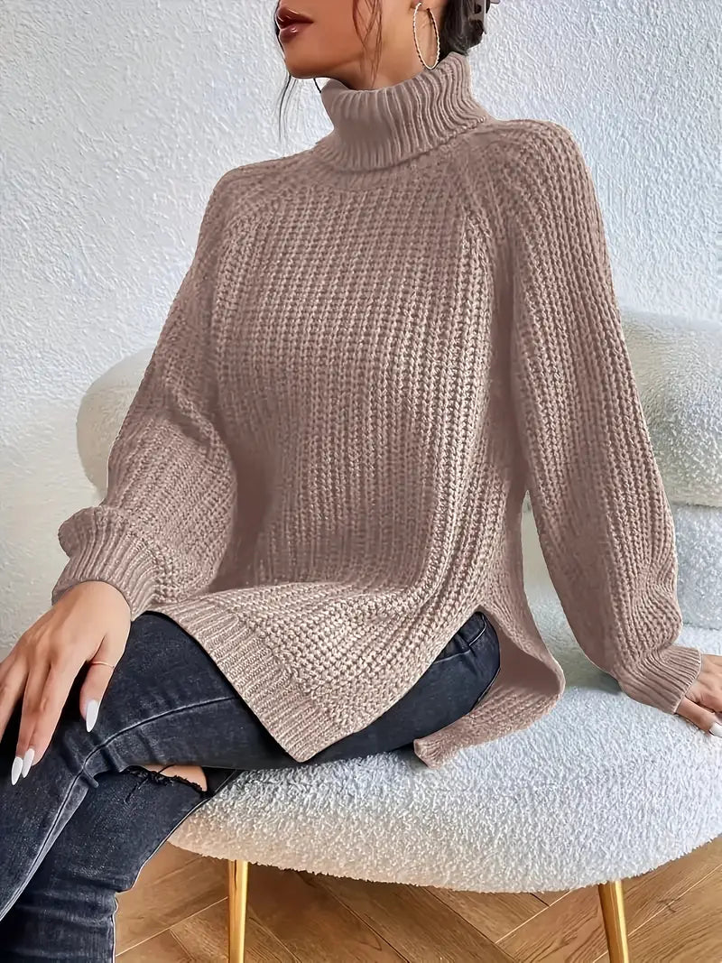 Women's Houstona Turtleneck Jumper - Khaki
