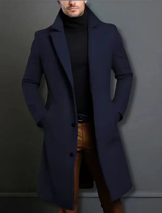 Castello Wool-Blend Men's Overcoat - Navy Blue