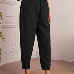 Women’s Cotton Linen Elastic-Waist Trousers