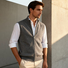 Harrington Soft Knit Zip Men's Vest - Ash Grey