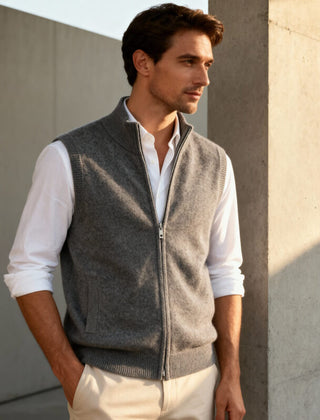 Harrington Soft Knit Zip Men's Vest - Ash Grey