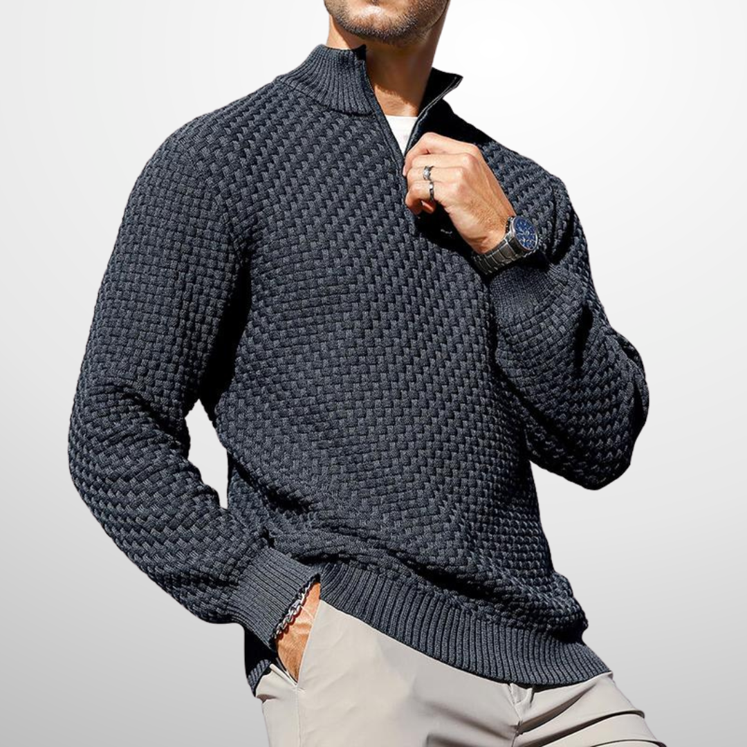 Men’s Basket-Textured Quarter-Zip Jumper