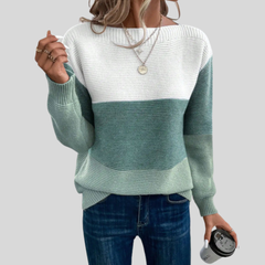 Women’s Ombre Colour-Block Crew-Neck Jumper in Green