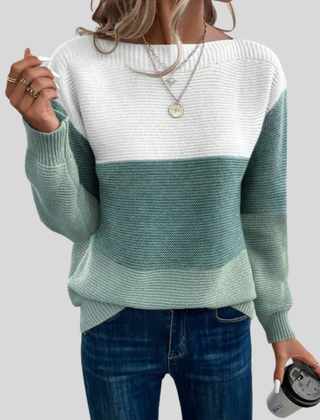 Women’s Ombre Colour-Block Crew-Neck Jumper in Green
