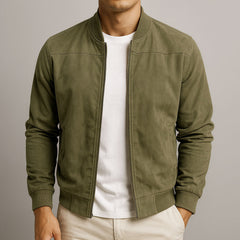Men's Léo Suede-Look Bomber Jacket - Green