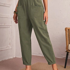 Women’s Cotton Linen Elastic-Waist Trousers
