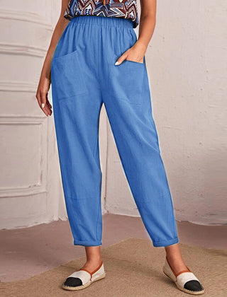 Women’s Cotton Linen Elastic-Waist Trousers