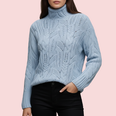 Selora Knit Turtleneck Women's Sweater - Blue