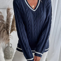 Women’s Cable-Knit V-Neck Sweater