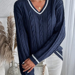 Women’s Cable-Knit V-Neck Sweater