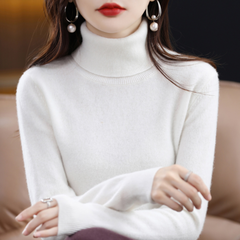 Women’s Cashmere-Blend Slim Turtleneck Jumper in White