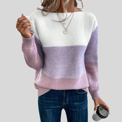 Women’s Ombre Colour-Block Crew-Neck Jumper in Purple