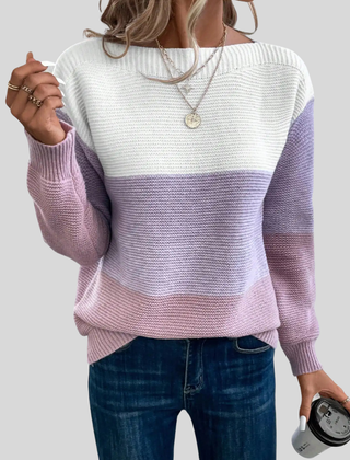 Women’s Ombre Colour-Block Crew-Neck Jumper in Purple
