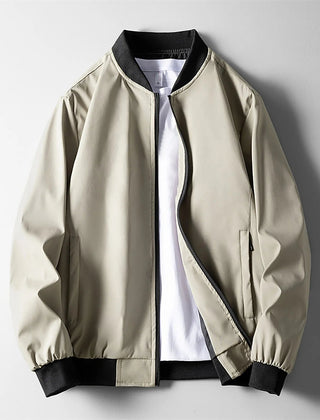 Men’s Lightweight Softshell Bomber Jacket in Beige